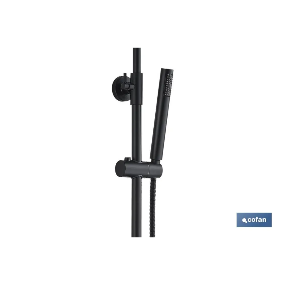 Comprar COLUMNA DUCHA NEGRA CON GRIFO MONOM Cofan | almacendeferreteriacor.es