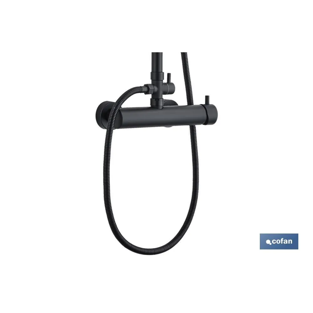 Comprar COLUMNA DUCHA NEGRA CON GRIFO MONOM Cofan | almacendeferreteriacor.es