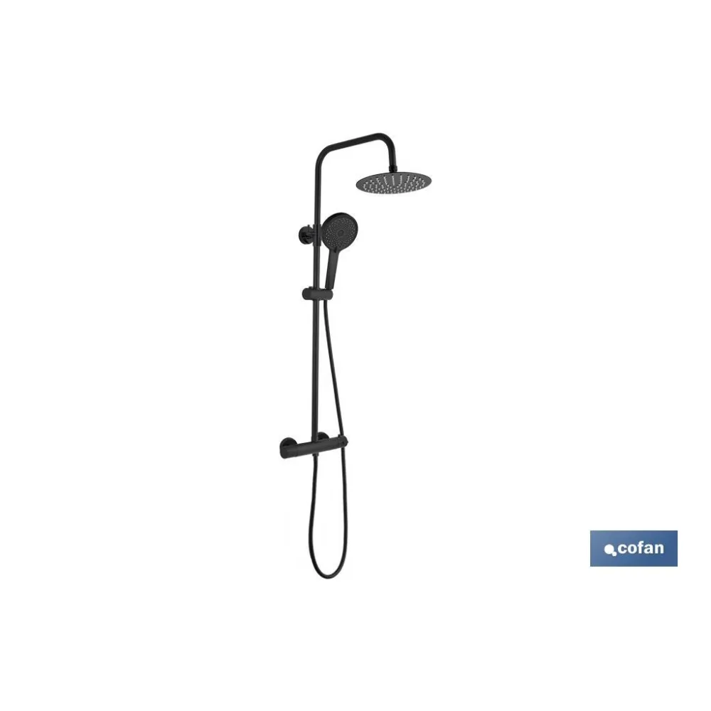 Comprar COLUMNA DE DUCHA NEGRA CON GRIFO TE Cofan | almacendeferreteriacor.es