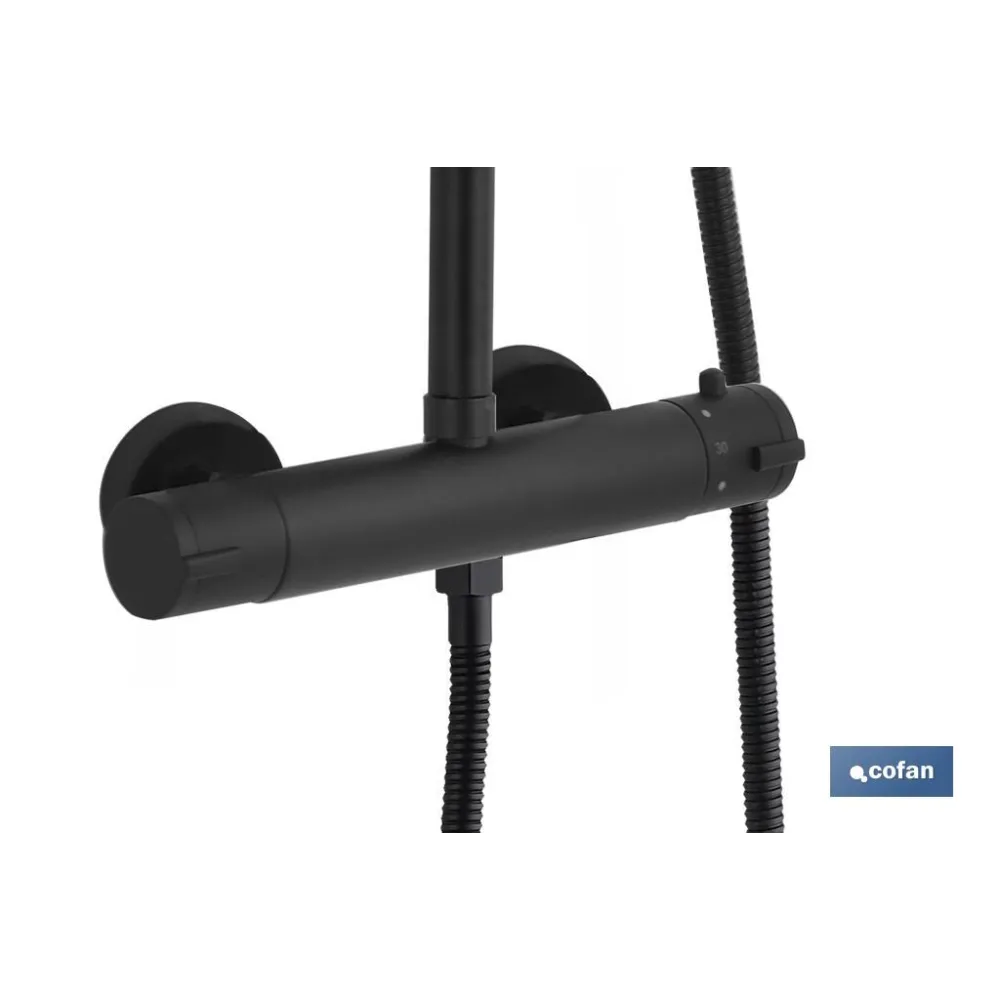Comprar COLUMNA DE DUCHA NEGRA CON GRIFO TE Cofan | almacendeferreteriacor.es