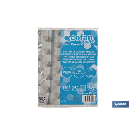 Comprar CORTINA DE BAÑO TRIANGULOS POLIÉSTE Cofan | almacendeferreteriacor.es
