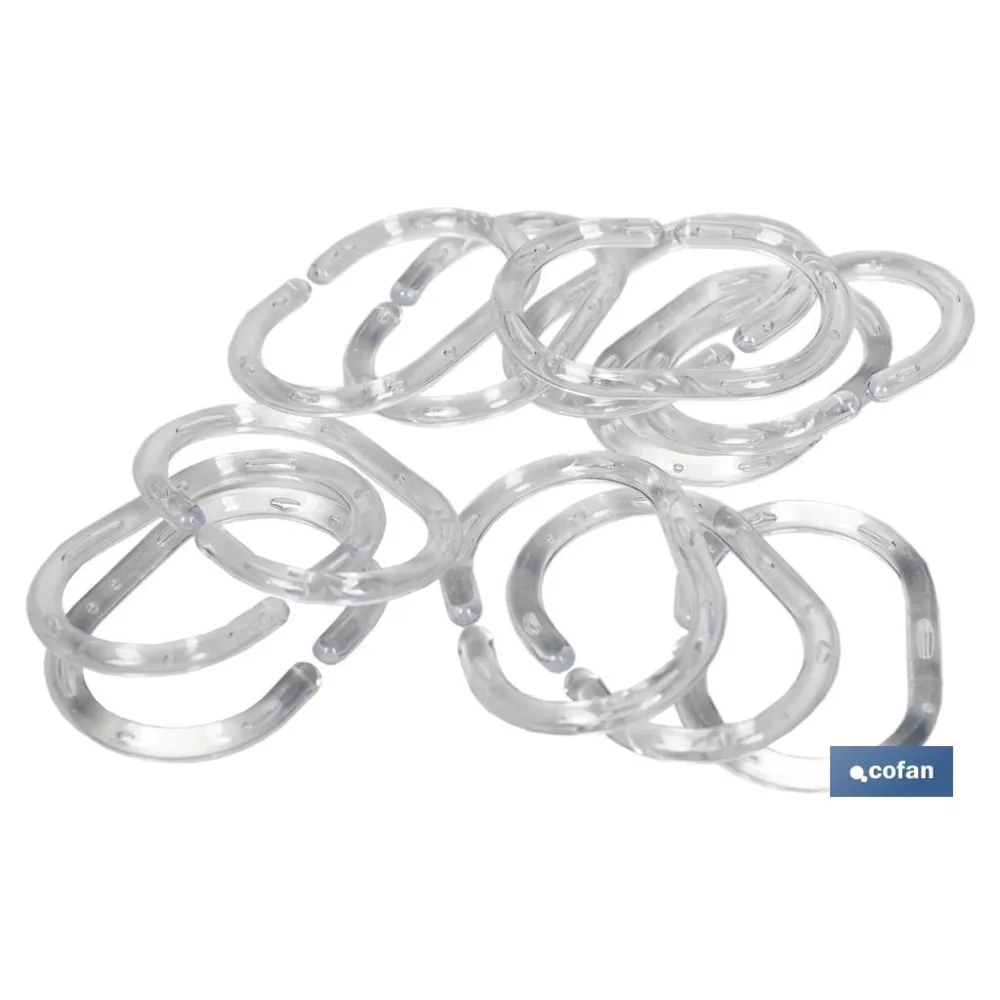 Comprar PACK 12 ANILLAS CORTINAS BAÑO TRANS Cofan | almacendeferreteriacor.es