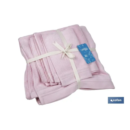Comprar JUEGO DE 3 TOALLAS ROSA CLARO 580 G Cofan | almacendeferreteriacor.es