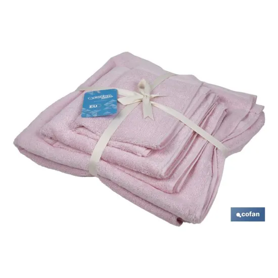 Comprar JUEGO DE 3 TOALLAS ROSA CLARO 580 G Cofan | almacendeferreteriacor.es