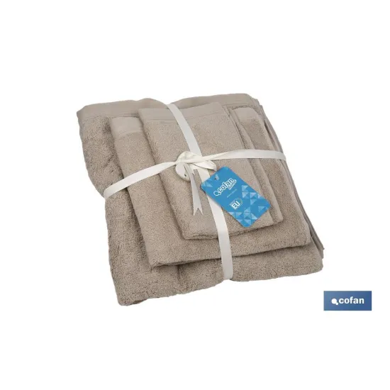 Comprar JUEGO DE 3 TOALLAS BEIGE 580 G/M2 G Cofan | almacendeferreteriacor.es