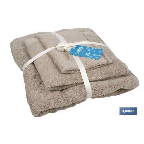 Comprar JUEGO DE 3 TOALLAS BEIGE 580 G/M2 G Cofan | almacendeferreteriacor.es
