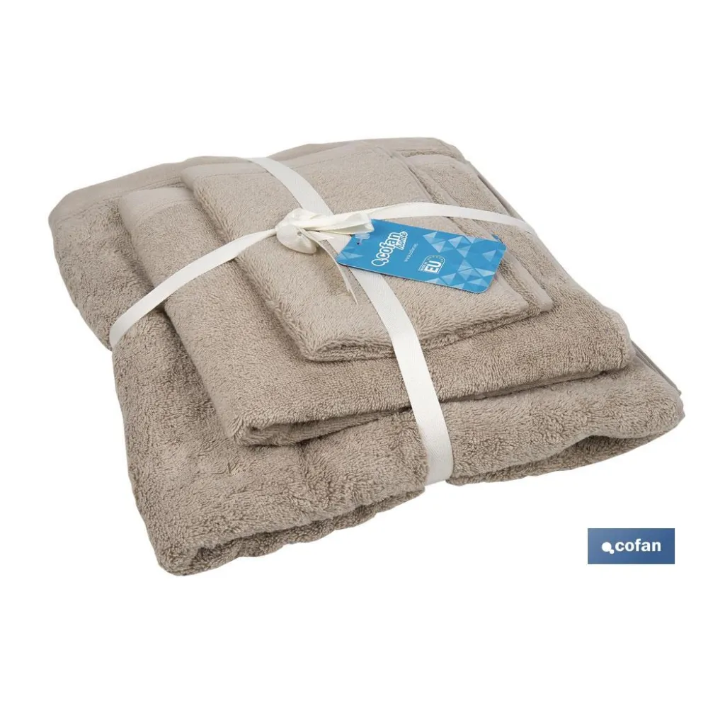 Comprar JUEGO DE 3 TOALLAS BEIGE 580 G/M2 G Cofan | almacendeferreteriacor.es