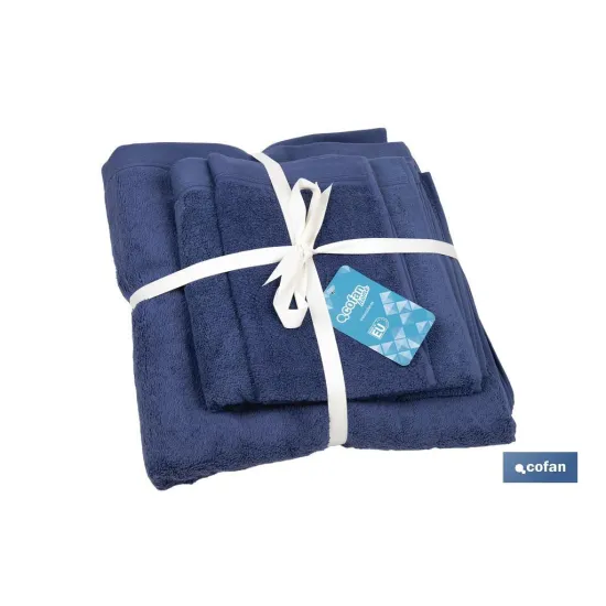 Comprar JUEGO DE 3  TOALLAS AZUL MARINO 580 Cofan | almacendeferreteriacor.es