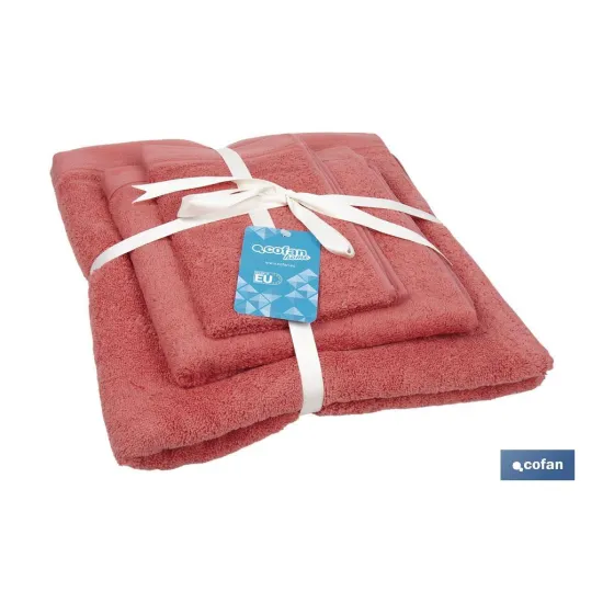 Comprar JUEGO DE 3 TOALLAS CORAL 580 G/M2 G Cofan | almacendeferreteriacor.es