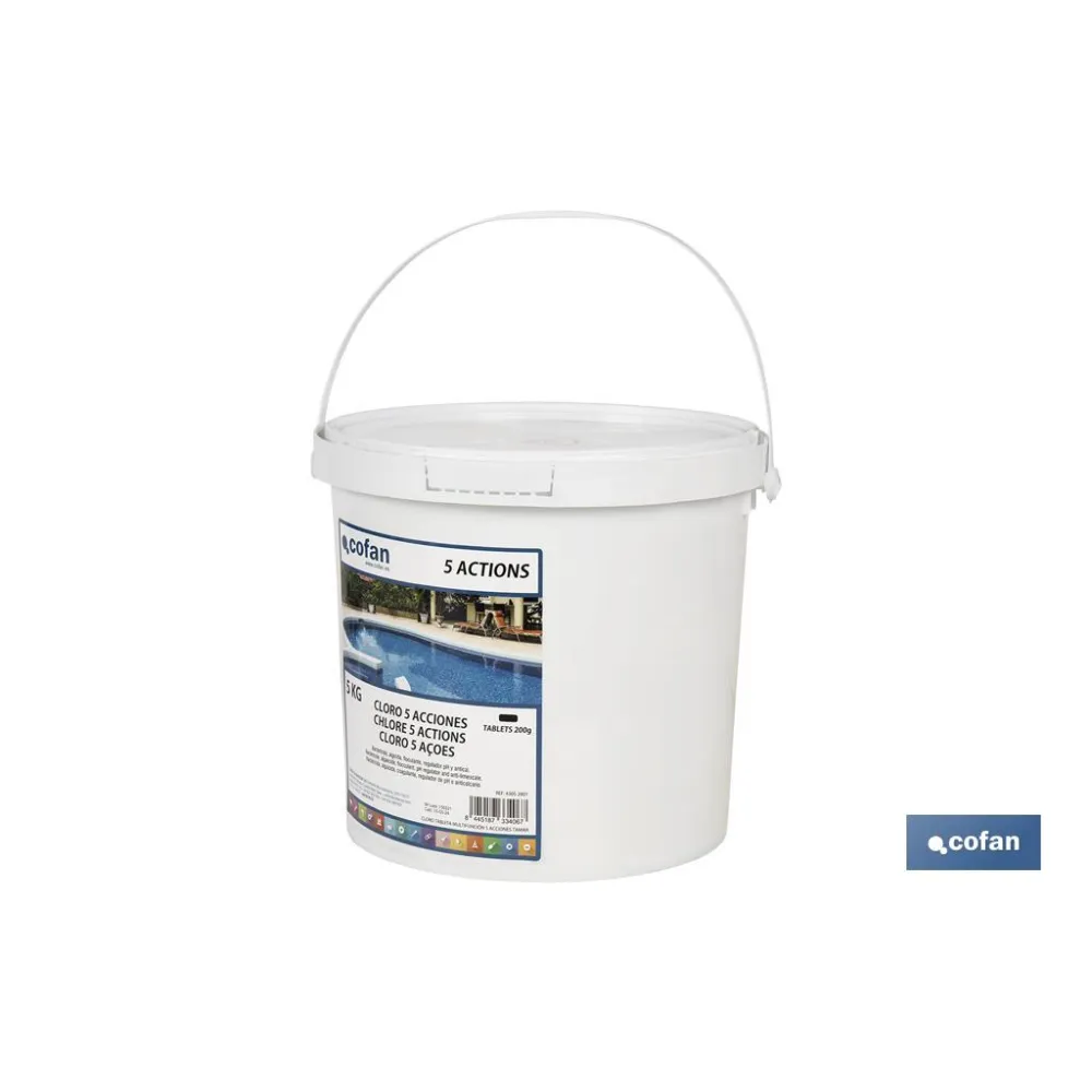 Comprar CLORO 5 ACCIONES TABLETA 5 KG COFAN Cofan | almacendeferreteriacor.es