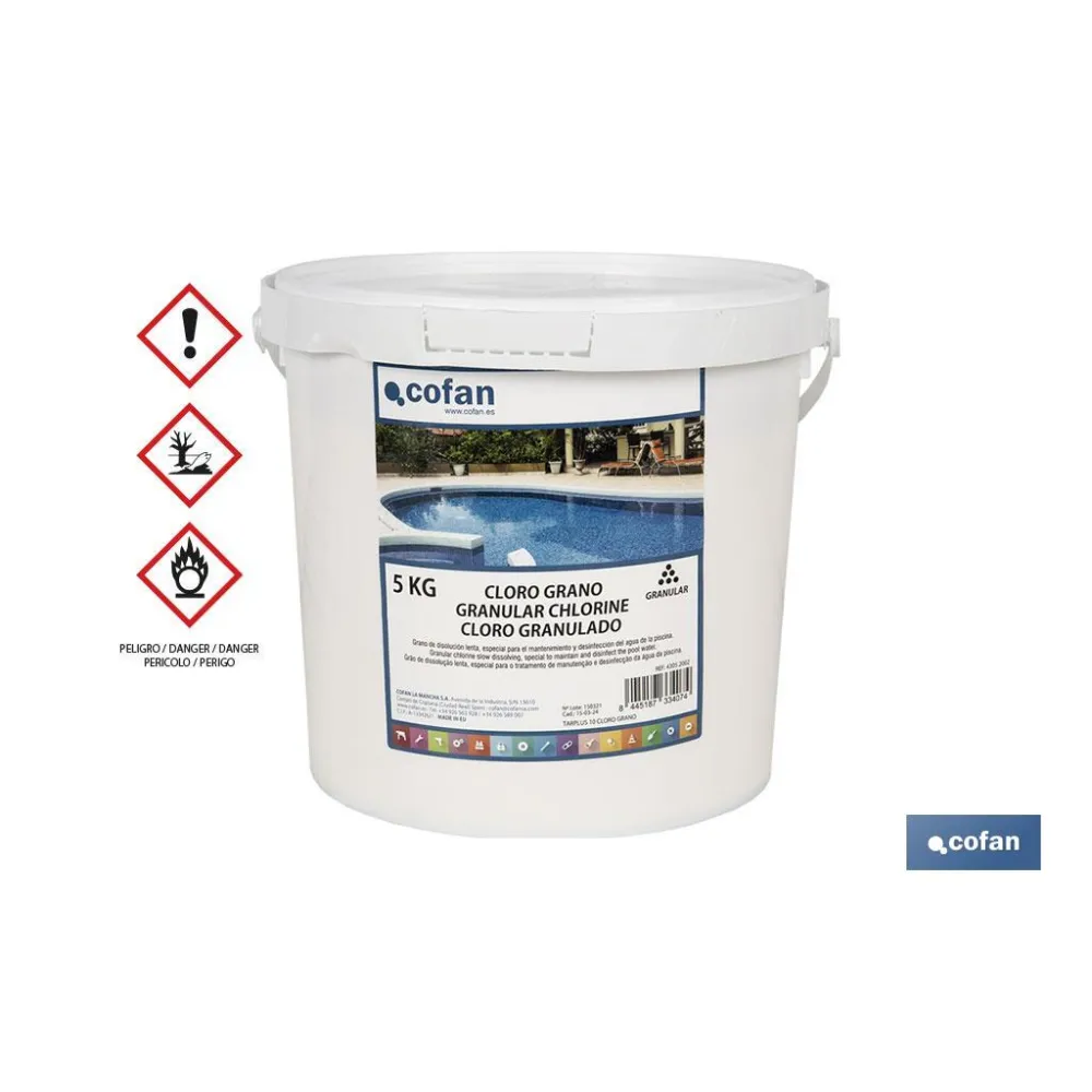 Comprar CLORO GRANO 5 KG COFAN (PACK: 1 UDS Cofan | almacendeferreteriacor.es