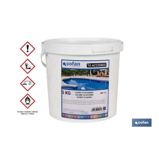 Comprar CLORO 10 ACCIONES TABLETA 5 KG COFA Cofan | almacendeferreteriacor.es