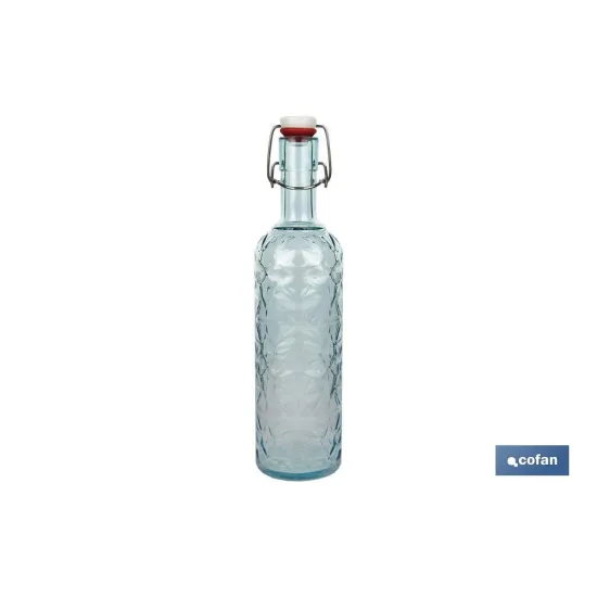 Comprar BOTELLA DE VIDRIO TRANSPARENTE AZUL Cofan | almacendeferreteriacor.es