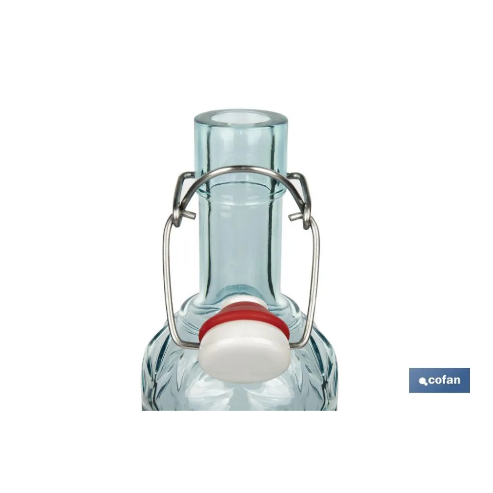 Comprar BOTELLA DE VIDRIO TRANSPARENTE AZUL Cofan | almacendeferreteriacor.es
