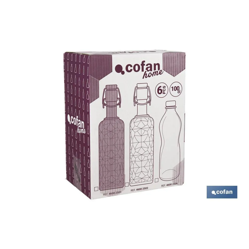 Comprar BOTELLA DE VIDRIO TRANSPARENTE CON  Cofan | almacendeferreteriacor.es