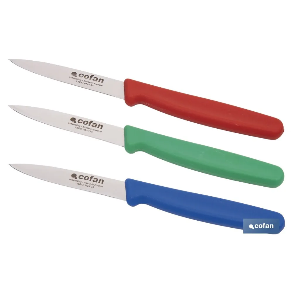 Comprar PACK DE 3 CUCHILLOS PUNTILLA COLOR  Cofan | almacendeferreteriacor.es