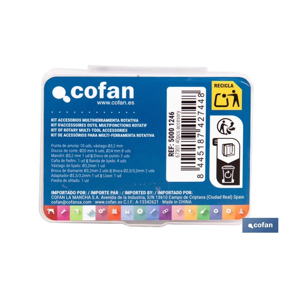 Comprar KIT ACCESORIOS MULTIHERRAMIENTA ROT Cofan | almacendeferreteriacor.es