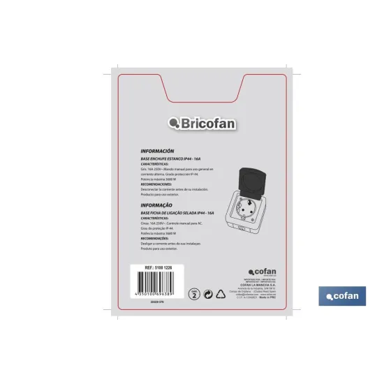 Comprar BASE ENCHUFE ESTANCO IP44 (PACK: 1  Cofan | almacendeferreteriacor.es
