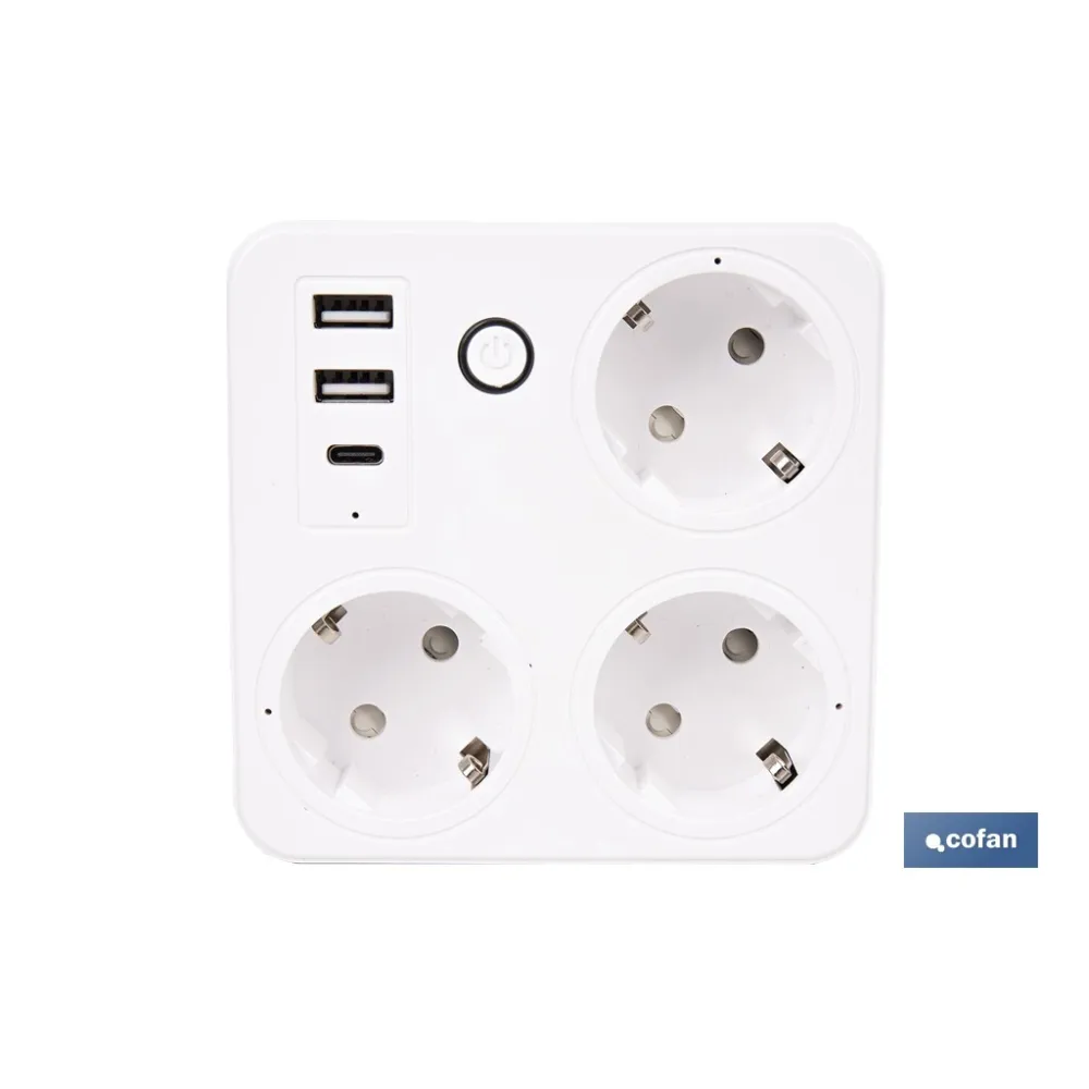 Comprar REGLETA INTELIGENTE CON 3 TOMAS Y 2 Cofan | almacendeferreteriacor.es