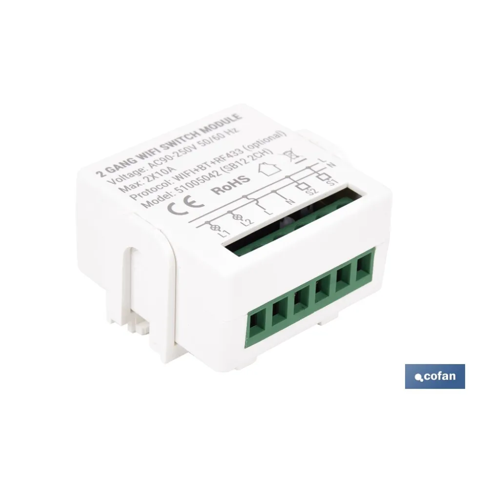 Comprar RELÈ DE 2 INTERRUPTORES WIFI (PACK: Cofan | almacendeferreteriacor.es