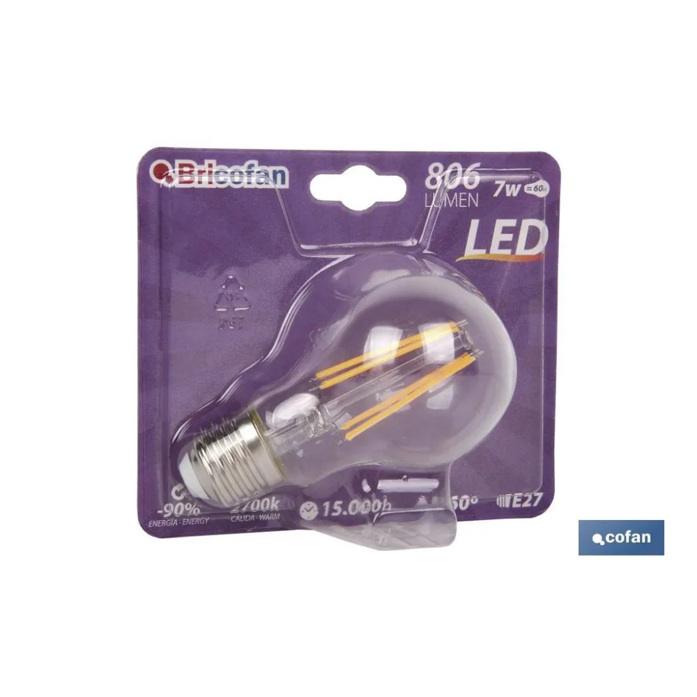 Comprar BOMBILLA LED CLASIC FILAMENTO E27 7 Cofan | almacendeferreteriacor.es