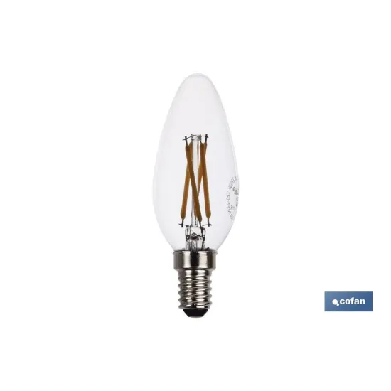 Comprar BOMBILLA LED VELA FILAMENTO E14 4W  Cofan | almacendeferreteriacor.es