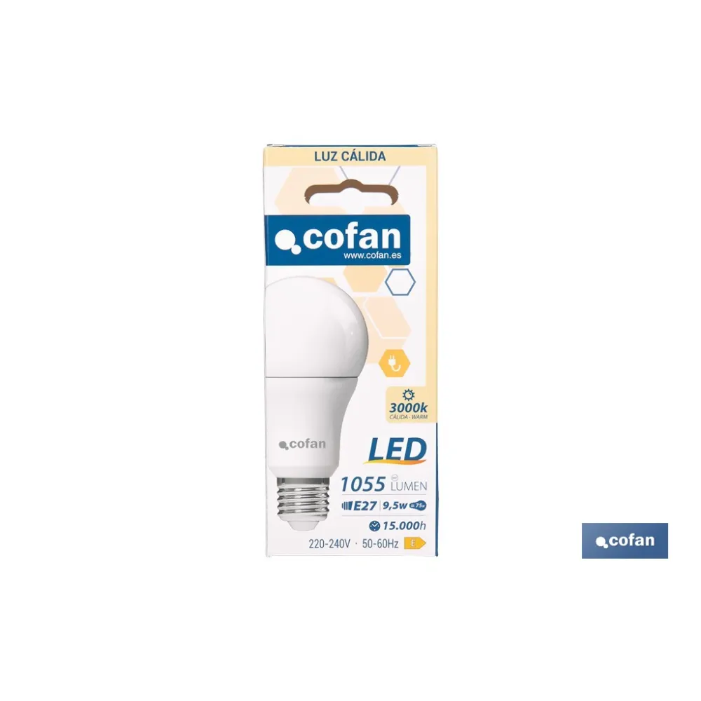 Comprar BOMBILLA LED CLASSIC E27 9.5 W 1055 Cofan | almacendeferreteriacor.es