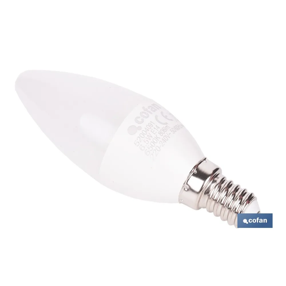Comprar BOMBILLA LED VELA 6.5 W E14 806 LM  Cofan | almacendeferreteriacor.es