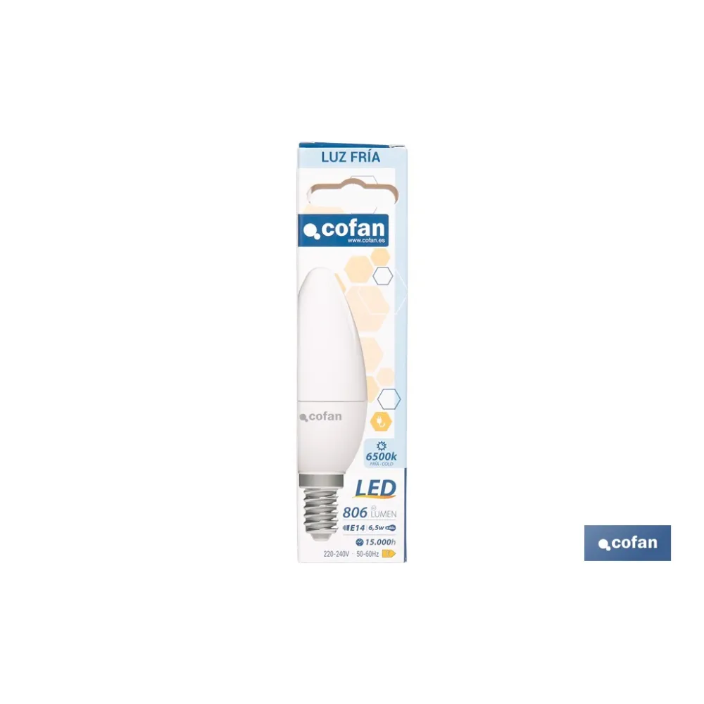 Comprar BOMBILLA LED VELA 6.5 W E14 806 LM  Cofan | almacendeferreteriacor.es