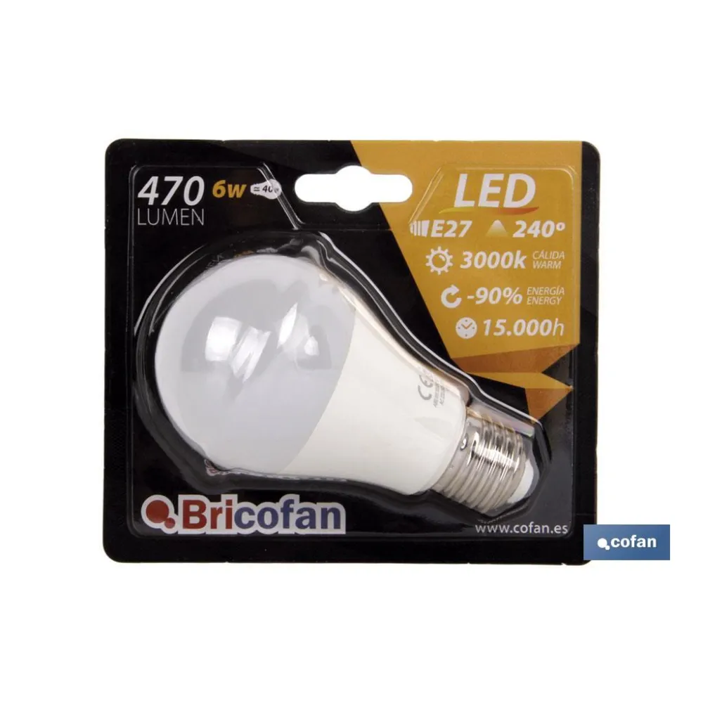 Comprar BOMBILLA LED 6W CLASIC 240º 470LM 3 Cofan | almacendeferreteriacor.es