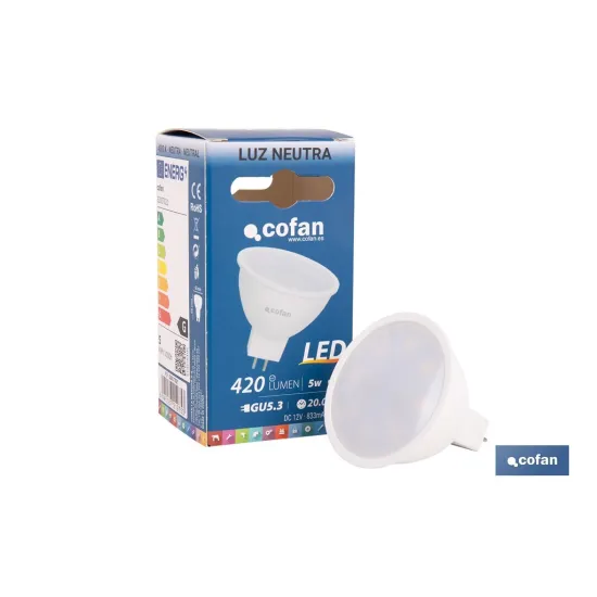 Comprar LÁMPARA LED COB 5 W GU-5.3 400 LM 4 Cofan | almacendeferreteriacor.es