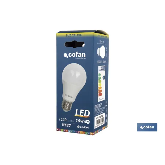 Comprar BOMBILLA LED STD 15W E27 240º 1.520 Cofan | almacendeferreteriacor.es