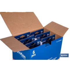 EXPOSITOR FLEXÓMETRO HOJA NEGRA DOBLE CARA 25 MM X 8 M 6 UDS.
