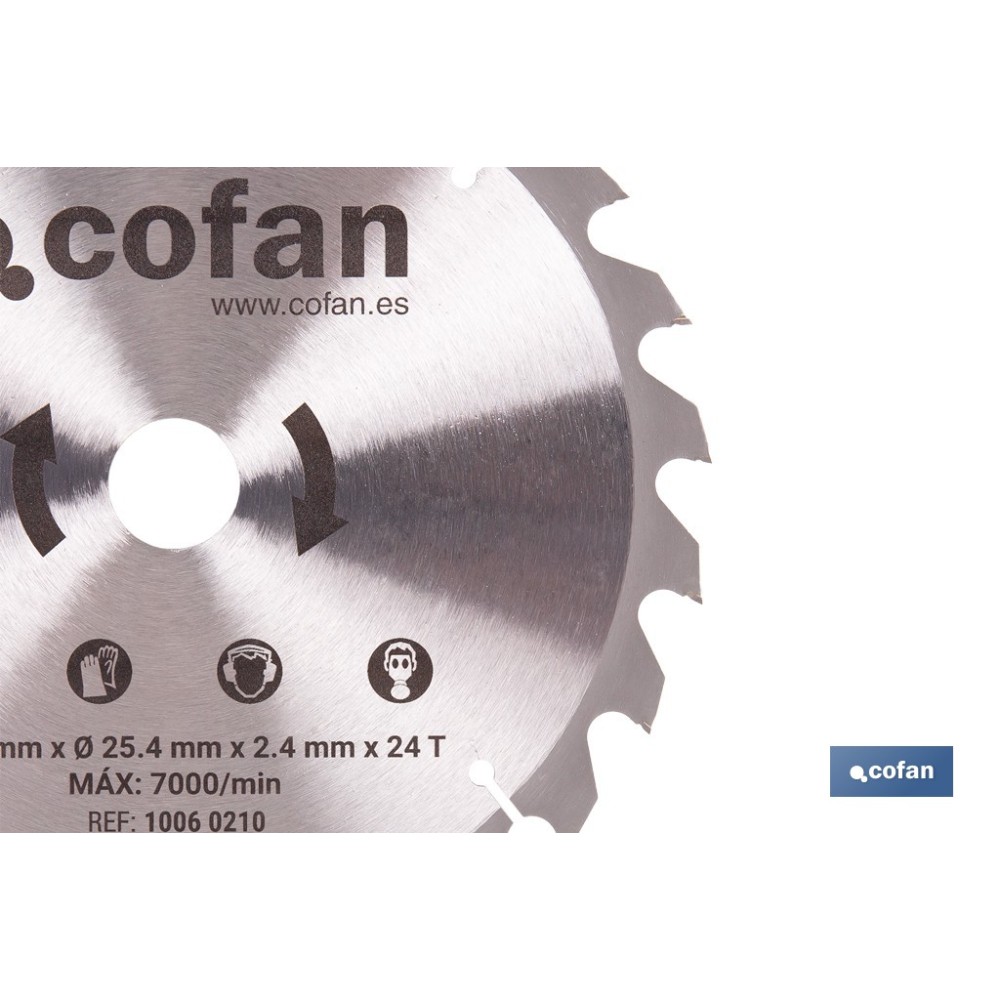 DISCO CORTE PARA MADERA Ø210 MM X 25,4 MM X 2,4 MM, 24 DIENTES