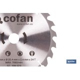 DISCO CORTE PARA MADERA Ø210 MM X 25,4 MM X 2,4 MM, 24 DIENTES