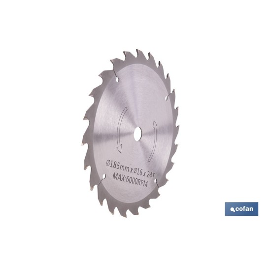 DISCO CORTE PARA MADERA Ø185 MM X 16 MM X 2,4 MM X 24 DIENTES