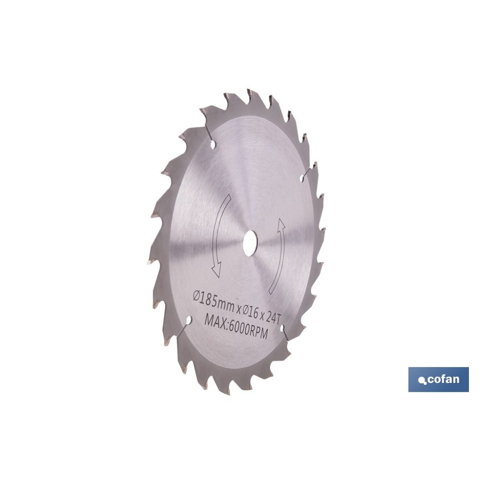 DISCO CORTE PARA MADERA Ø185 MM X 16 MM X 2,4 MM X 24 DIENTES