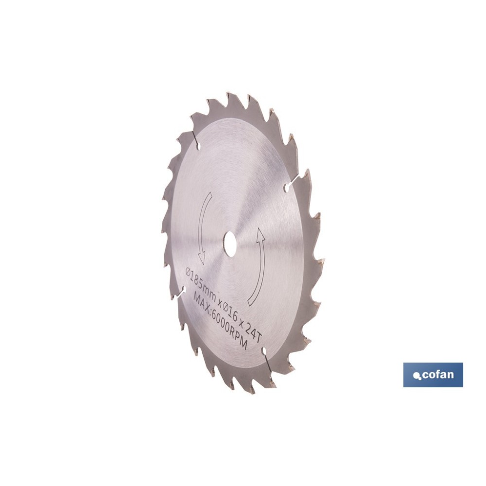 DISCO CORTE PARA MADERA Ø185 MM X 16 MM X 2,4 MM X 24 DIENTES