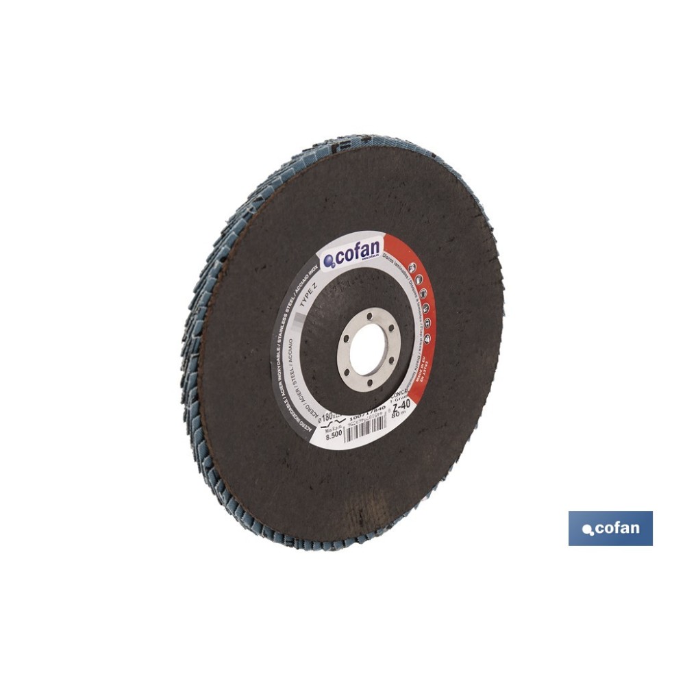 DISCO LAMINADO PROFESIONAL INCLINADO 178 MM. - GRANO 40 ZIRCONIO
