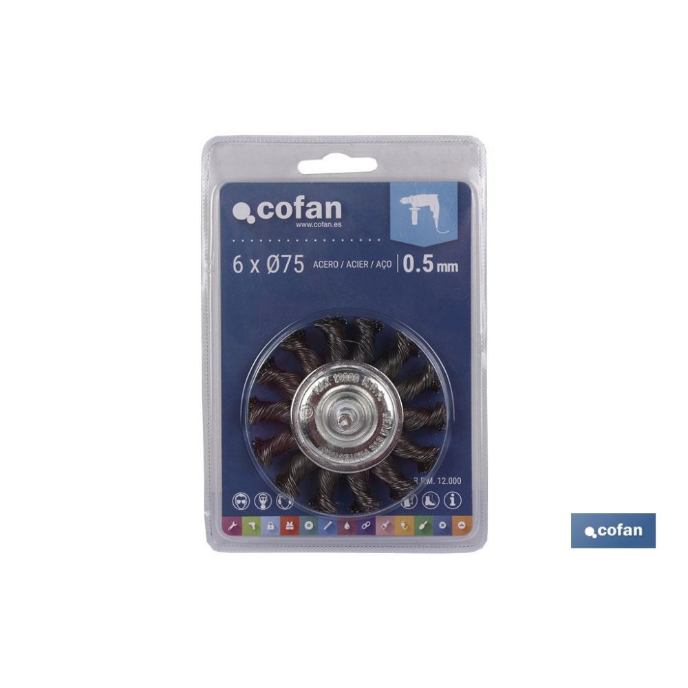 CEPILLO CIRCULAR TRENZADO 6xØ75 ACERO 0,5mm