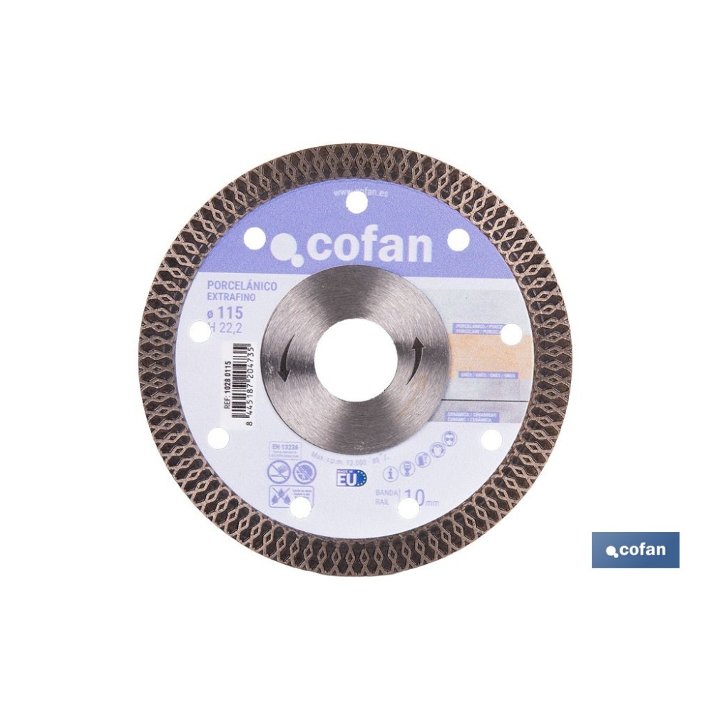 DISCO DIAMANTE PORCELANICO EXTRAFINO H-10mm, 115mm