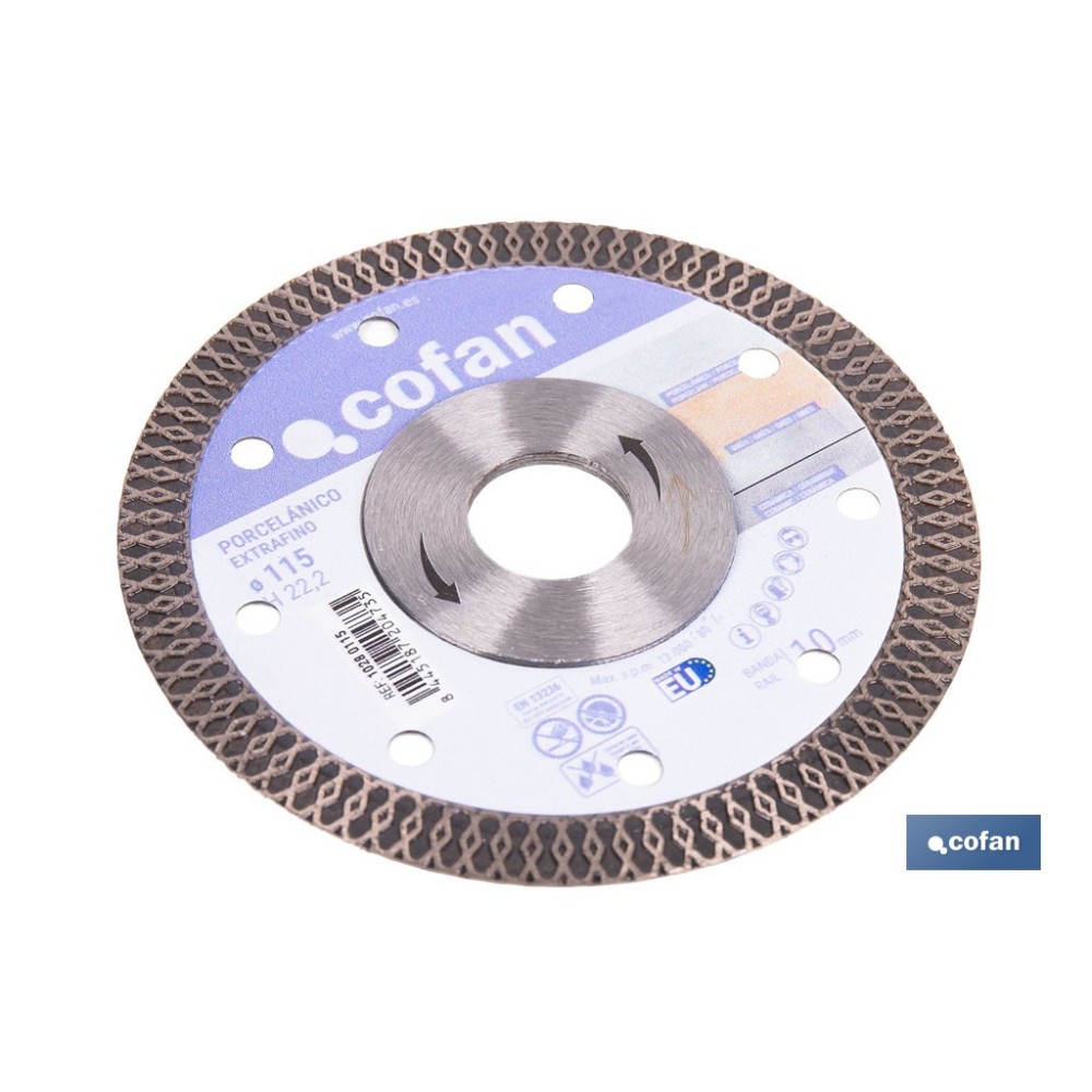 DISCO DIAMANTE PORCELANICO EXTRAFINO H-10mm, 115mm