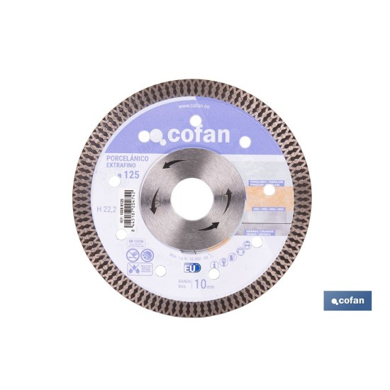 DISCO DIAMANTE PORCELANICO EXTRAFINO H-10mm, 125mm