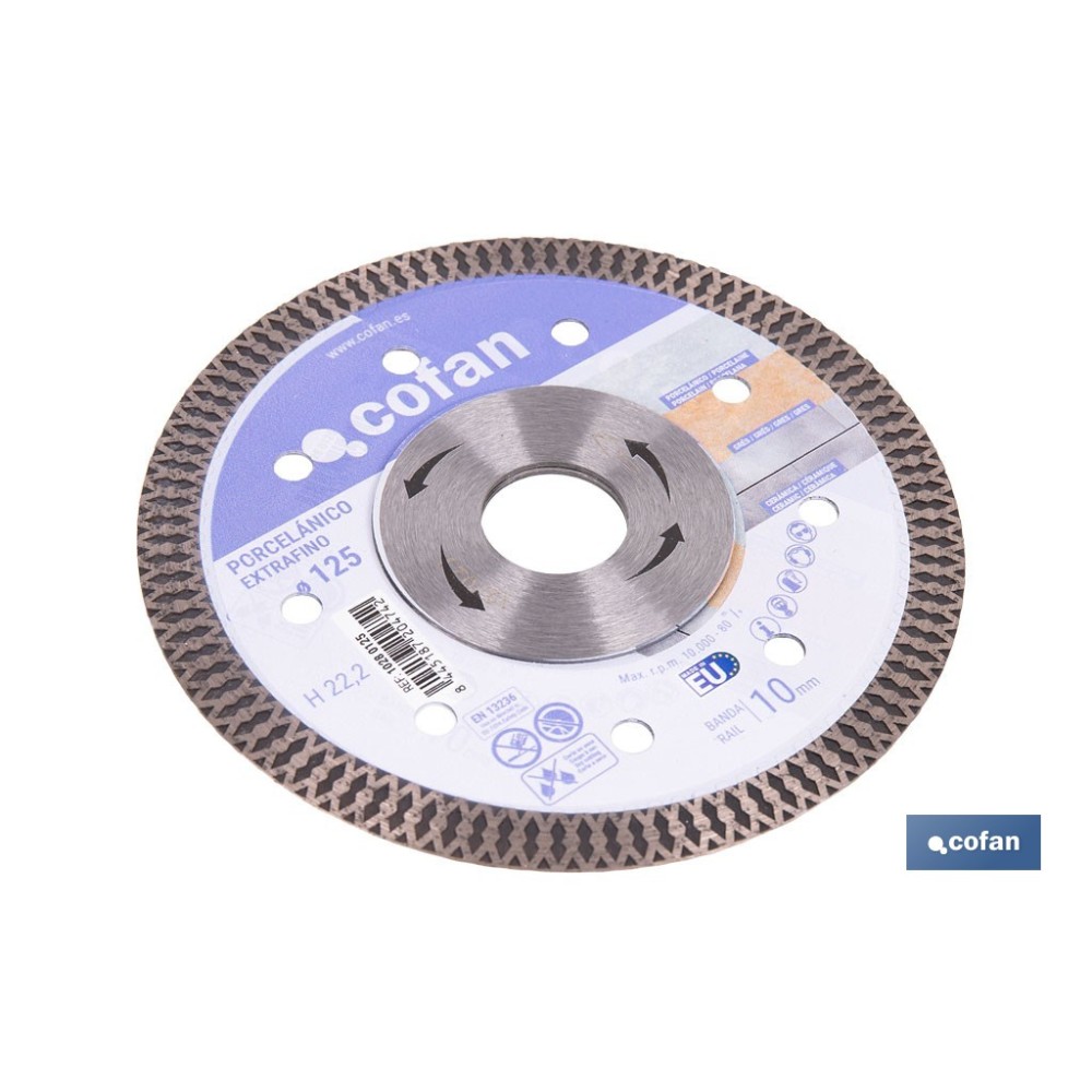 DISCO DIAMANTE PORCELANICO EXTRAFINO H-10mm, 125mm