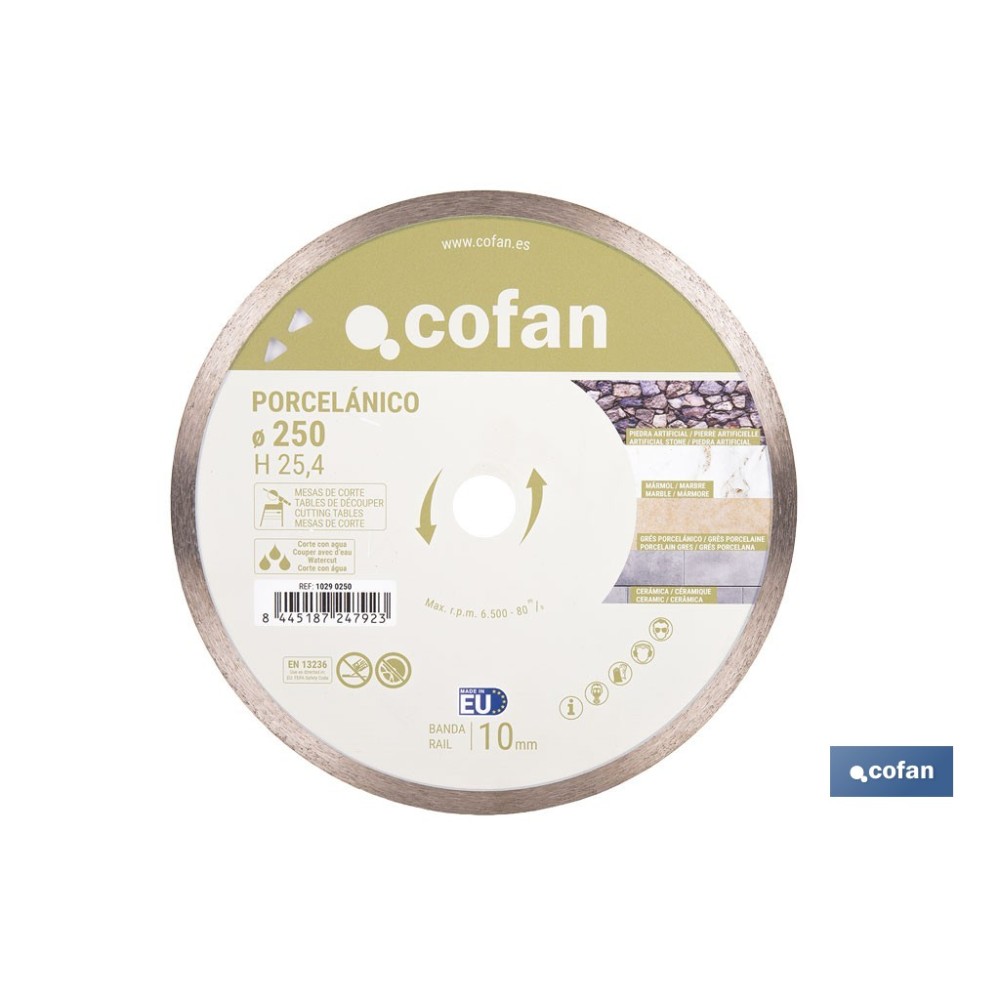 DISCO PORCELANICO MAQUINAS DE MESA 250mm - H25,4