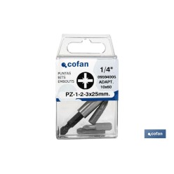 SURTIDO PUNTAS 1/4 PZ-1-2-3X25 + ADAPTADOR