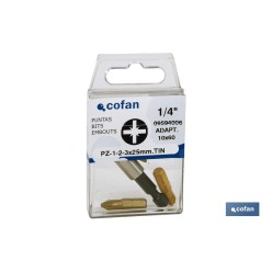 SURTIDO PUNTAS 1/4 TIN PZ-1-2-3X25+ADAPTADOR