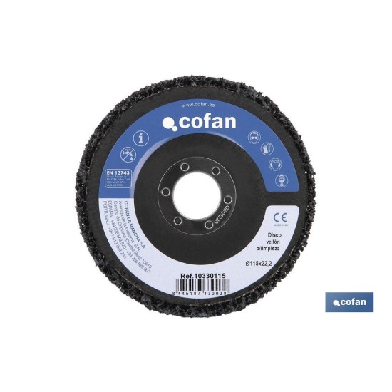 DISCO VELLON P/LIMPIEZA FIBRA-PLANO 125X22,2 Venta unitaria