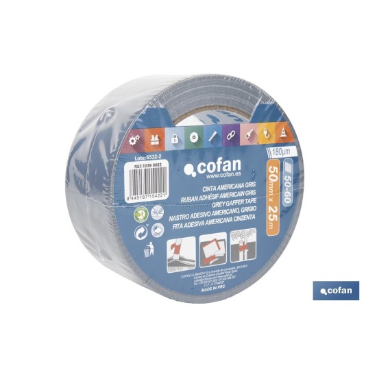 CINTA AMERICANA GRIS 180 MICRAS 50 MM X 25 M