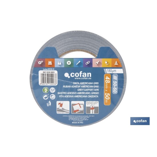 CINTA AMERICANA GRIS 180 MICRAS 48 MM X 50 M